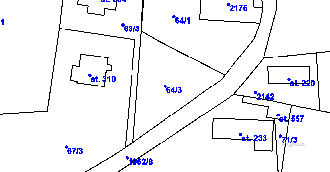 Parcela st. 64/3 v KÚ Hrubá Skála, Katastrální mapa