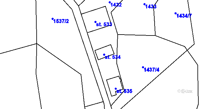 Parcela st. 534 v KÚ Hrubá Skála, Katastrální mapa