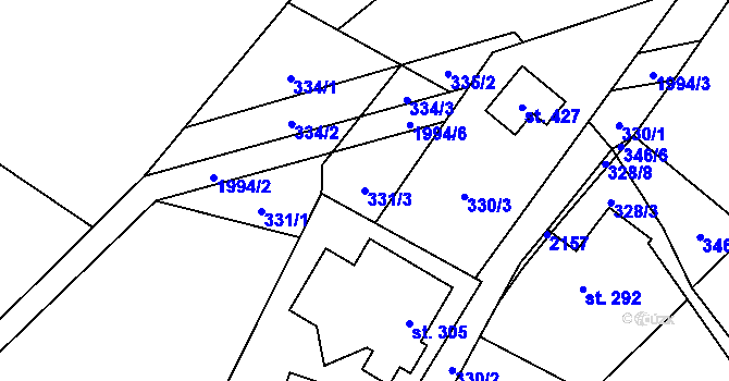 Parcela st. 331/3 v KÚ Hrubá Skála, Katastrální mapa