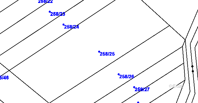 Parcela st. 258/25 v KÚ Hrubá Skála, Katastrální mapa
