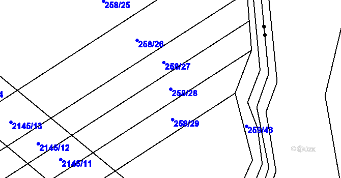 Parcela st. 258/28 v KÚ Hrubá Skála, Katastrální mapa