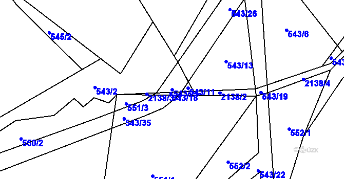 Parcela st. 543/25 v KÚ Hrubá Skála, Katastrální mapa