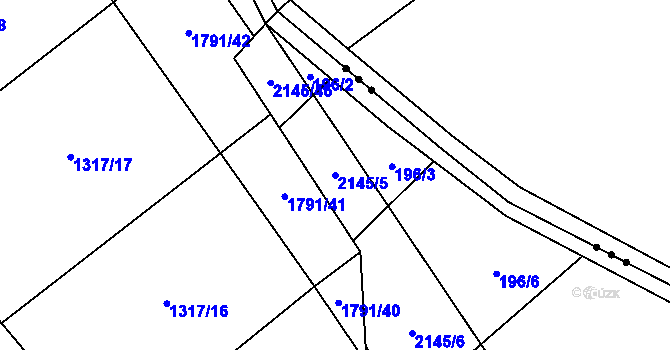Parcela st. 2145/5 v KÚ Hrubá Skála, Katastrální mapa