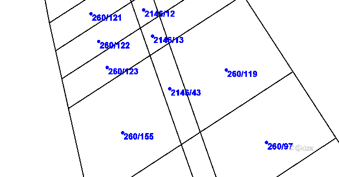 Parcela st. 2146/43 v KÚ Hrubá Skála, Katastrální mapa