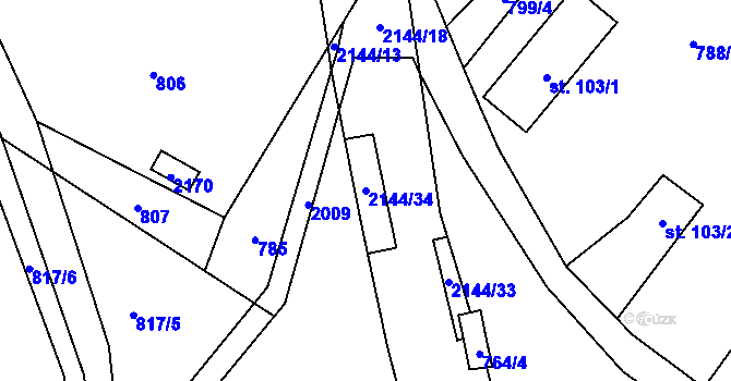 Parcela st. 2144/34 v KÚ Hrubá Skála, Katastrální mapa