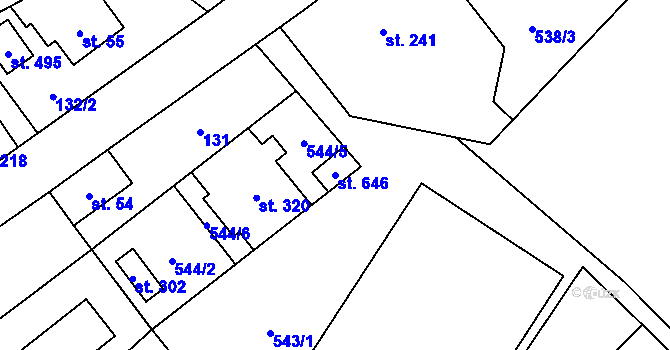 Parcela st. 646 v KÚ Hrubá Skála, Katastrální mapa