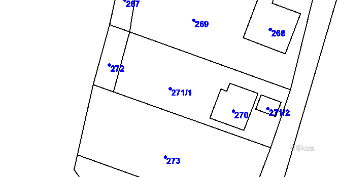 Parcela st. 271/1 v KÚ Hrubá Voda, Katastrální mapa