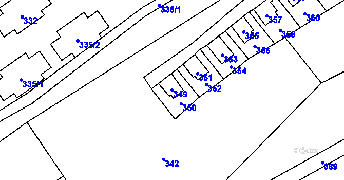 Parcela st. 349 v KÚ Hrubá Voda, Katastrální mapa