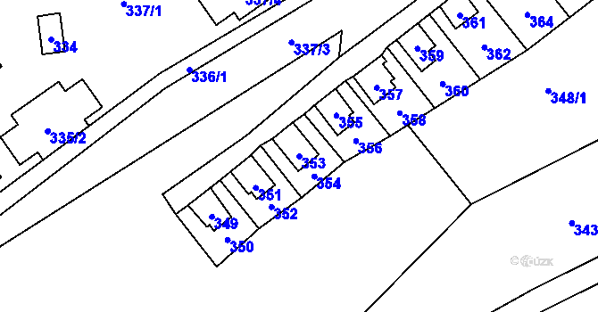 Parcela st. 353 v KÚ Hrubá Voda, Katastrální mapa