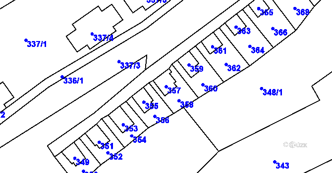 Parcela st. 357 v KÚ Hrubá Voda, Katastrální mapa