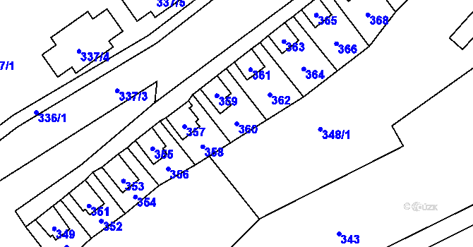 Parcela st. 360 v KÚ Hrubá Voda, Katastrální mapa