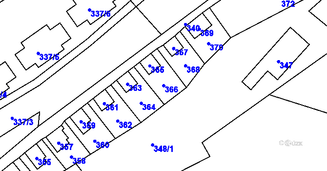 Parcela st. 366 v KÚ Hrubá Voda, Katastrální mapa