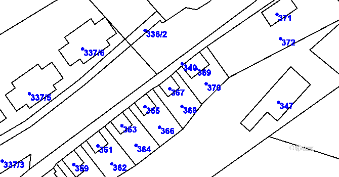 Parcela st. 367 v KÚ Hrubá Voda, Katastrální mapa
