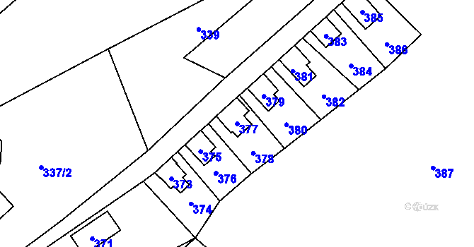 Parcela st. 377 v KÚ Hrubá Voda, Katastrální mapa
