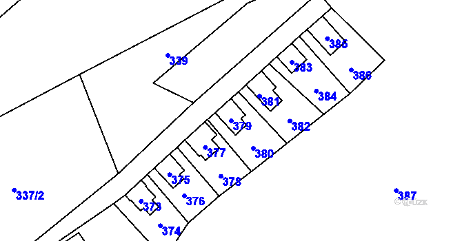 Parcela st. 379 v KÚ Hrubá Voda, Katastrální mapa