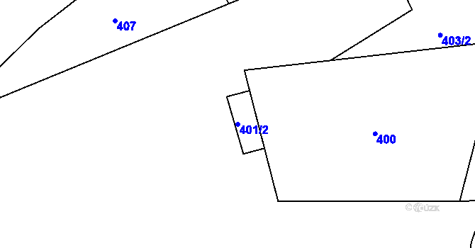 Parcela st. 401/2 v KÚ Hrubá Voda, Katastrální mapa