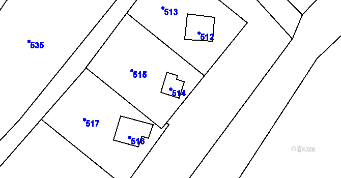 Parcela st. 514 v KÚ Hrubá Voda, Katastrální mapa