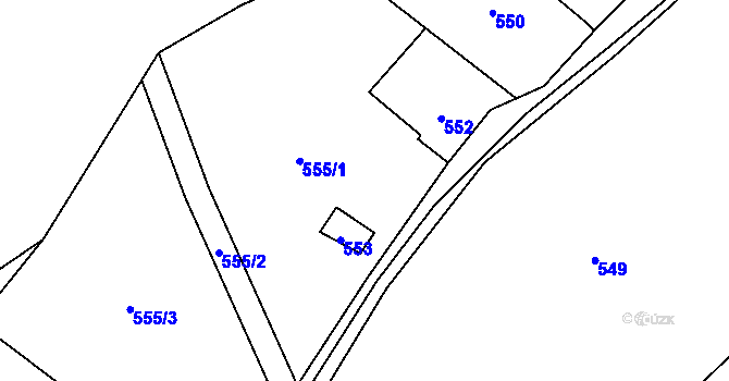 Parcela st. 554 v KÚ Hrubá Voda, Katastrální mapa