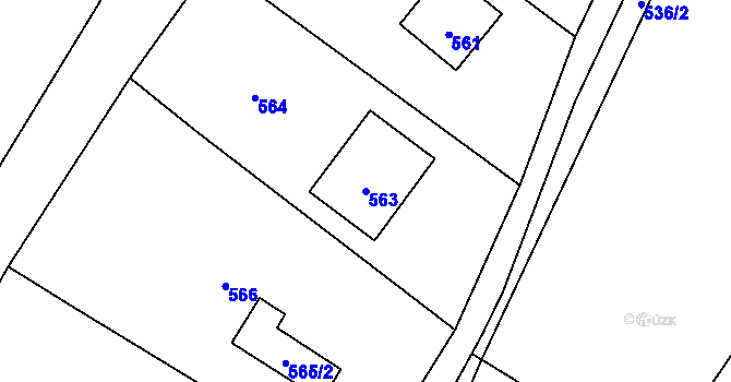 Parcela st. 563 v KÚ Hrubá Voda, Katastrální mapa