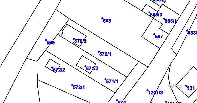 Parcela st. 570/1 v KÚ Hrubá Voda, Katastrální mapa