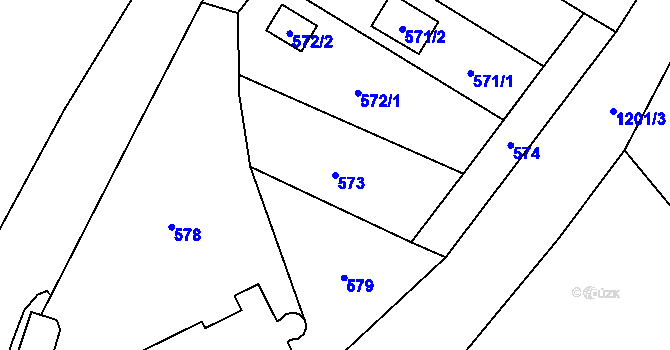 Parcela st. 573 v KÚ Hrubá Voda, Katastrální mapa