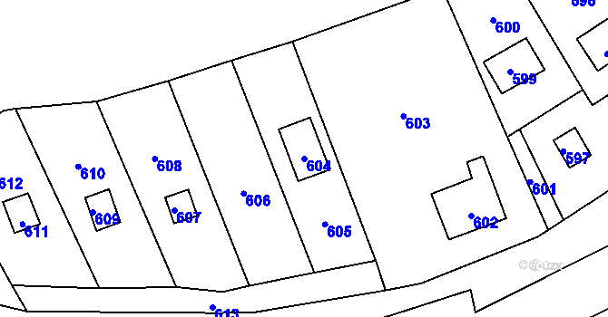 Parcela st. 604 v KÚ Hrubá Voda, Katastrální mapa