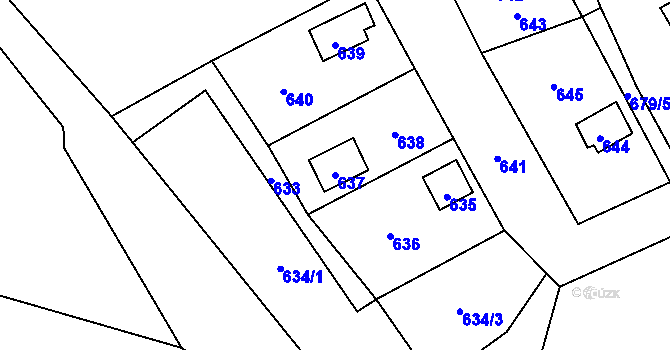 Parcela st. 637 v KÚ Hrubá Voda, Katastrální mapa