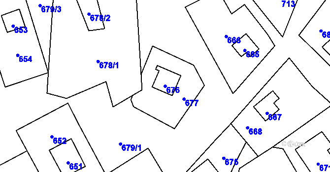 Parcela st. 676 v KÚ Hrubá Voda, Katastrální mapa