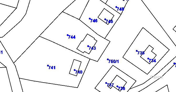 Parcela st. 743 v KÚ Hrubá Voda, Katastrální mapa