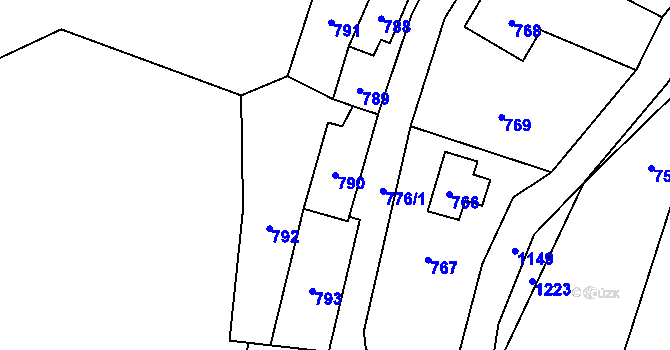 Parcela st. 790 v KÚ Hrubá Voda, Katastrální mapa