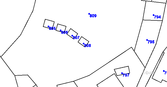 Parcela st. 808 v KÚ Hrubá Voda, Katastrální mapa
