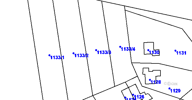 Parcela st. 1133/3 v KÚ Hrubá Voda, Katastrální mapa