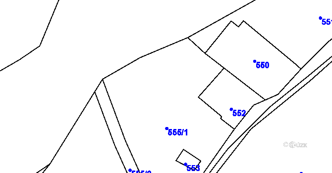 Parcela st. 555/1 v KÚ Hrubá Voda, Katastrální mapa