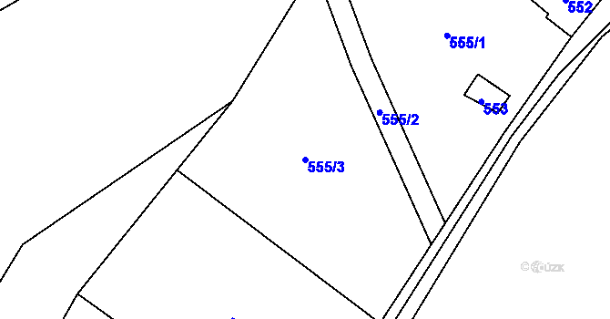 Parcela st. 555/3 v KÚ Hrubá Voda, Katastrální mapa