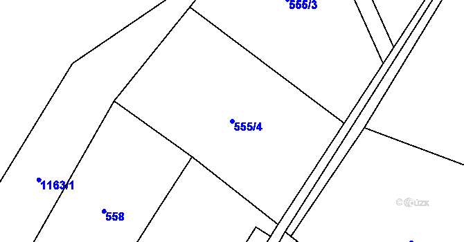 Parcela st. 555/4 v KÚ Hrubá Voda, Katastrální mapa