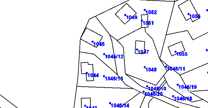 Parcela st. 1046/12 v KÚ Hrubá Voda, Katastrální mapa