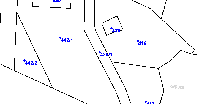 Parcela st. 426/1 v KÚ Hrubá Voda, Katastrální mapa