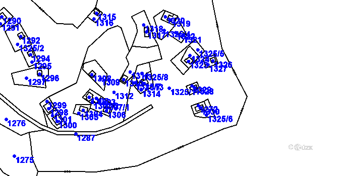Parcela st. 1325/1 v KÚ Hrubá Voda, Katastrální mapa