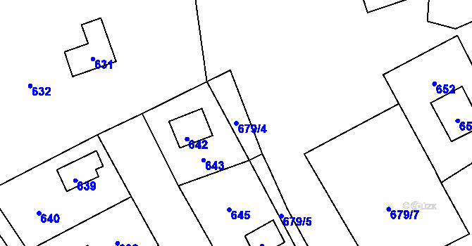 Parcela st. 679/4 v KÚ Hrubá Voda, Katastrální mapa
