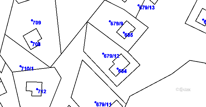 Parcela st. 679/12 v KÚ Hrubá Voda, Katastrální mapa
