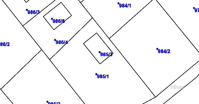 Parcela st. 985/3 v KÚ Hrubá Voda, Katastrální mapa