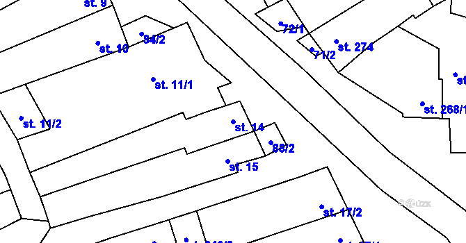 Parcela st. 14 v KÚ Hrubá Vrbka, Katastrální mapa