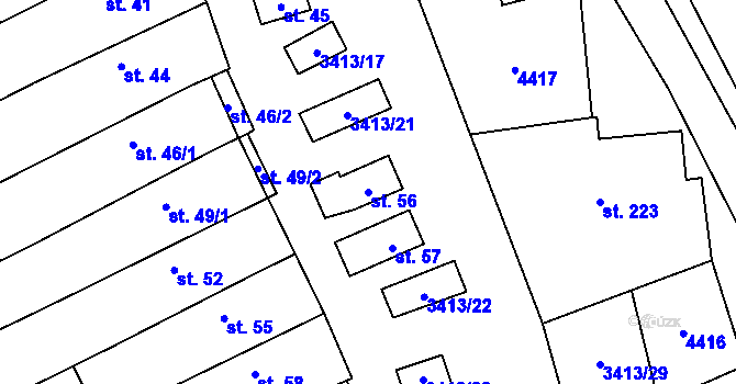 Parcela st. 56 v KÚ Hrubá Vrbka, Katastrální mapa