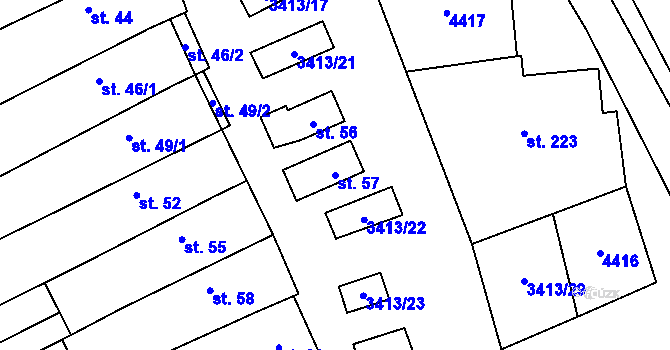 Parcela st. 57 v KÚ Hrubá Vrbka, Katastrální mapa