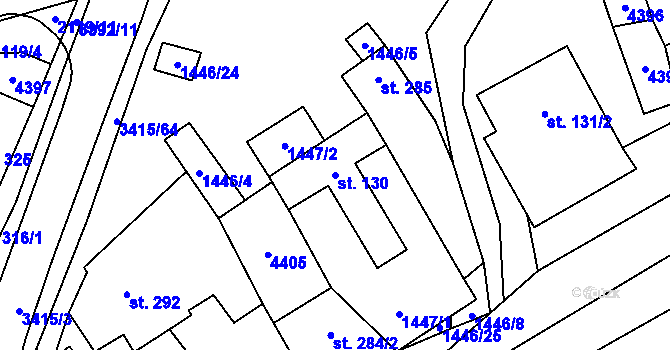 Parcela st. 130 v KÚ Hrubá Vrbka, Katastrální mapa