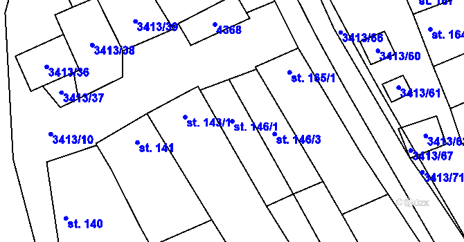 Parcela st. 146/1 v KÚ Hrubá Vrbka, Katastrální mapa