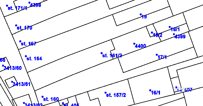 Parcela st. 161/2 v KÚ Hrubá Vrbka, Katastrální mapa