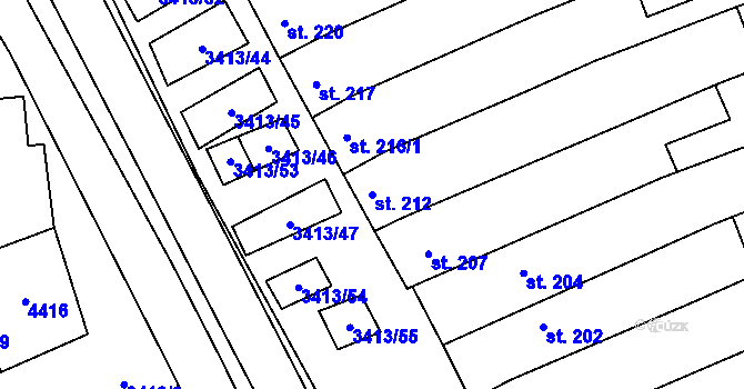 Parcela st. 212 v KÚ Hrubá Vrbka, Katastrální mapa