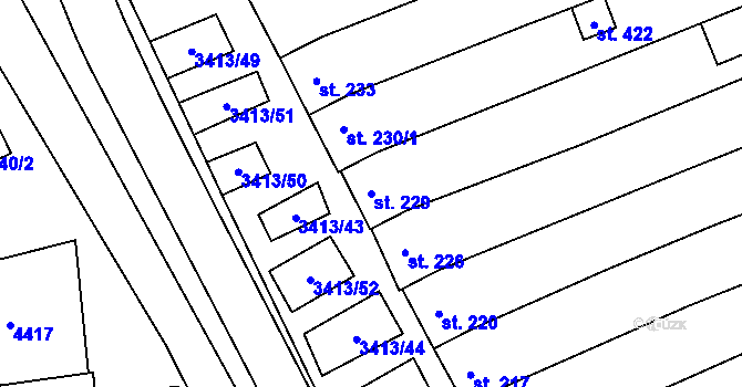Parcela st. 229 v KÚ Hrubá Vrbka, Katastrální mapa