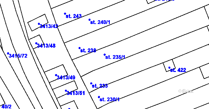 Parcela st. 235/1 v KÚ Hrubá Vrbka, Katastrální mapa